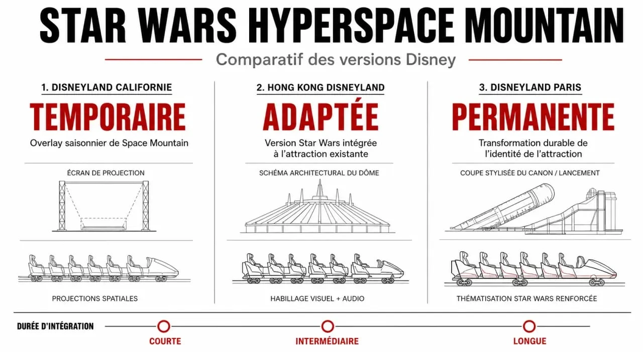 Comparatif des versions de Star Wars Hyperspace Mountain par parc