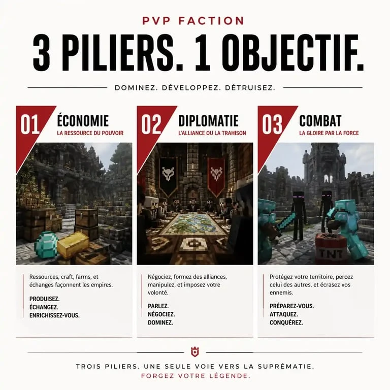 Les piliers d'une expérience réussie sur un serveur Minecraft PVP Faction