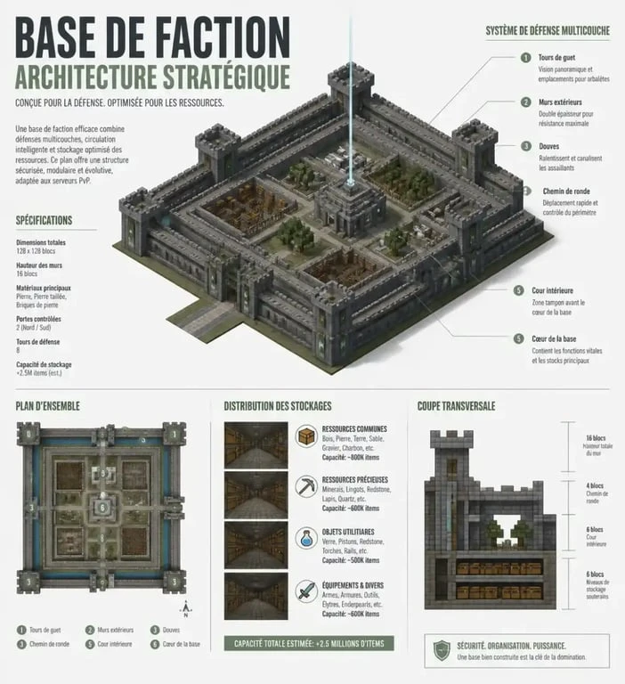 Architecture défensive d'une base sur un serveur Minecraft PVP Faction