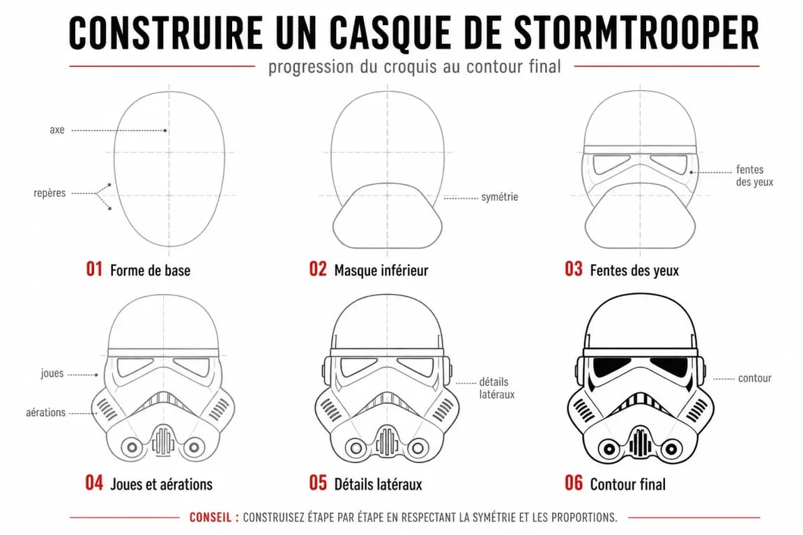 Dessin star wars pas à pas pour apprendre à dessiner un Stormtrooper