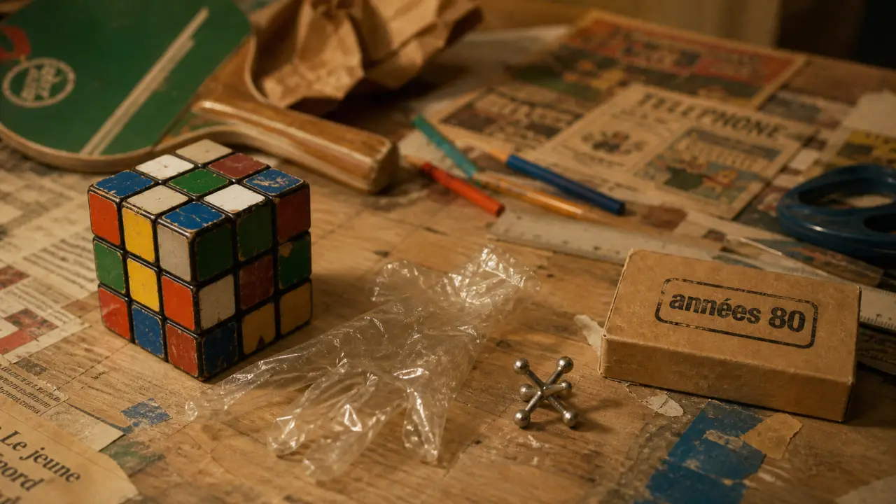 Jouets annee 80 : Rubik’s cube usé et accessoires, vintage et réédition