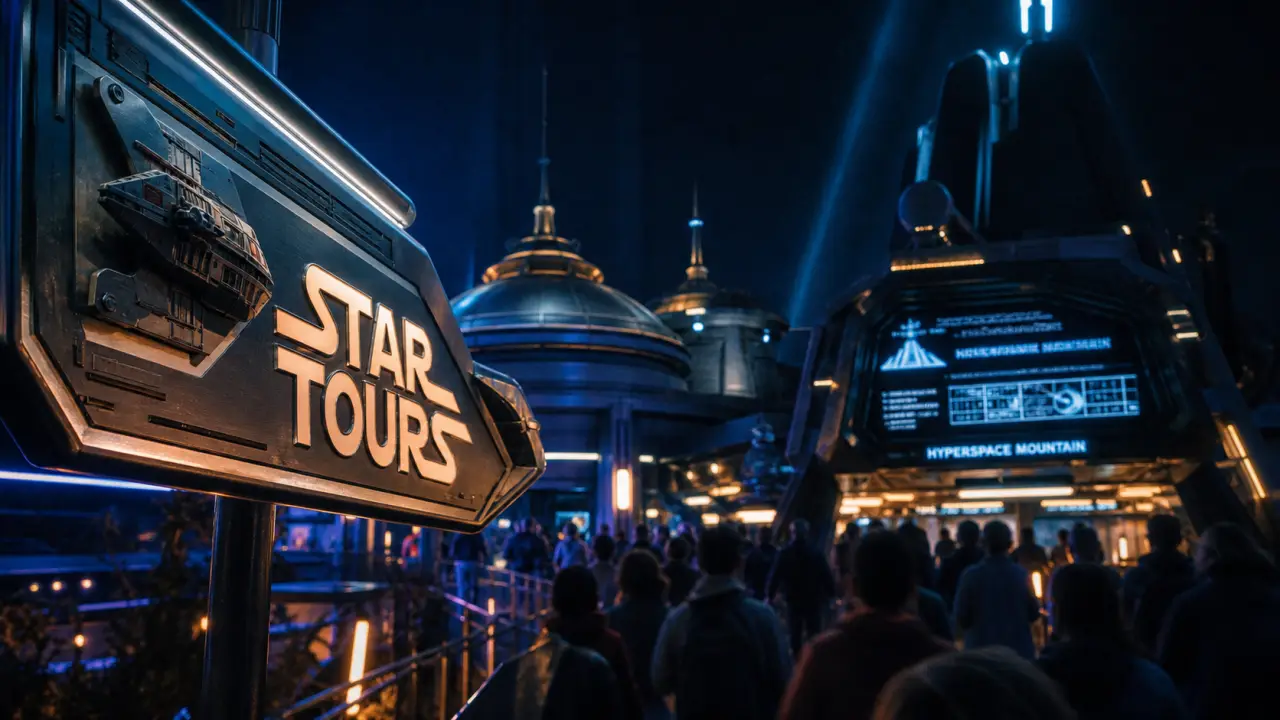 Star Tours à Disneyland Paris (star wars im disneyland paris), file et simulateurs