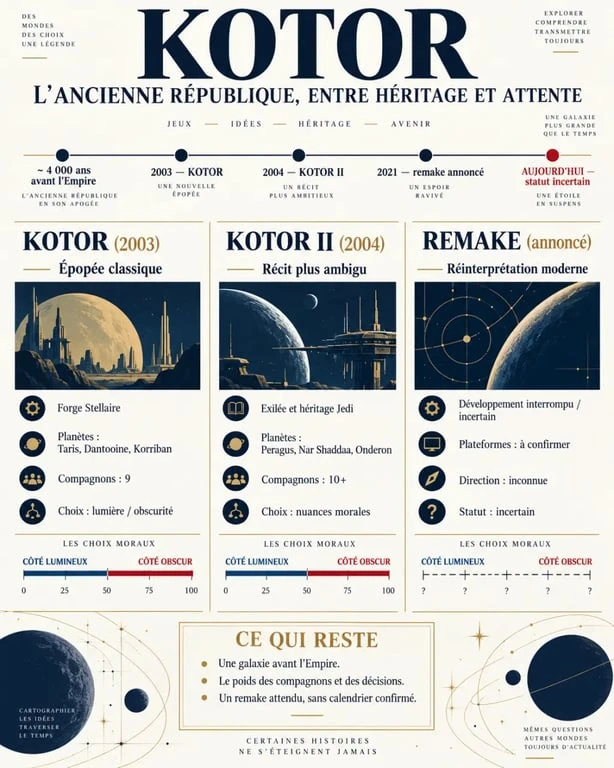 Infographie comparative sur Star Wars KOTOR, KOTOR 2 et le remake annoncé