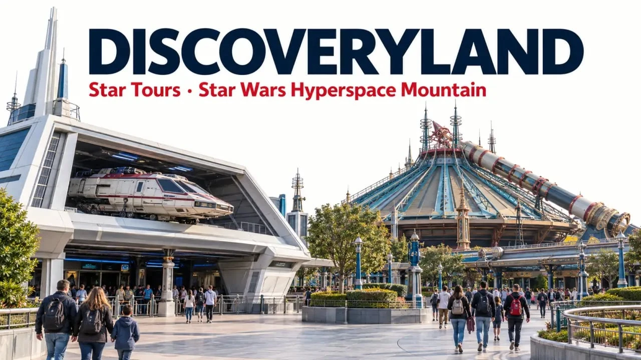 Star Wars à Disneyland Paris dans la zone Discoveryland avec Star Tours et Hyperspace Mountain