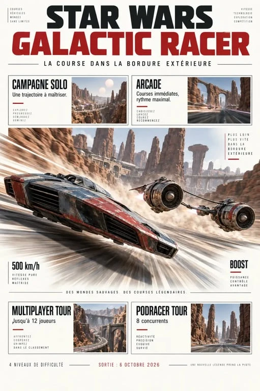 Star Wars Galactic Racer : modes de jeu, véhicules et caractéristiques principales