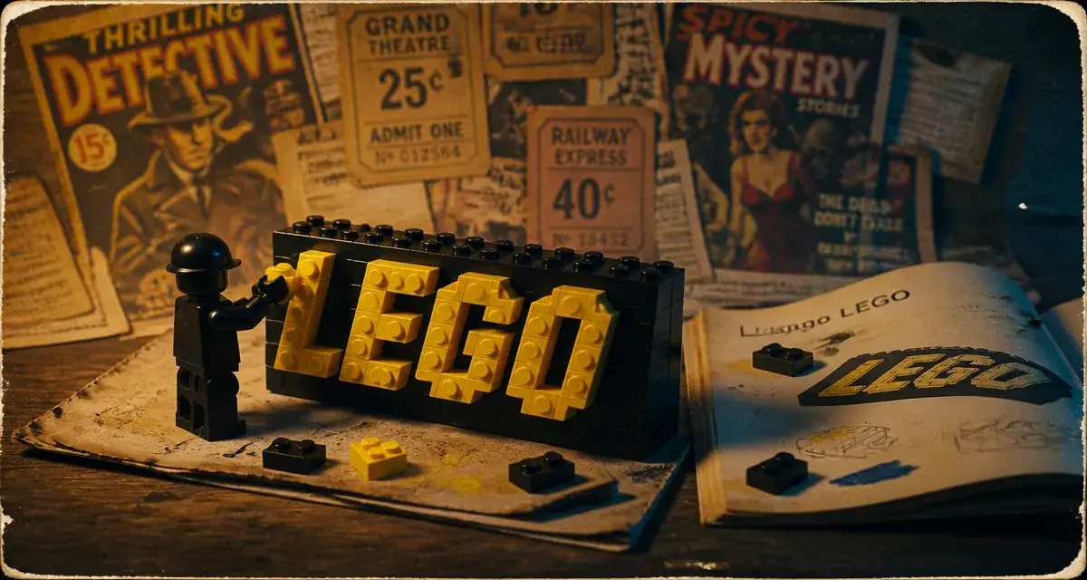 logo star wars : maquette LEGO en rétro collage sur table