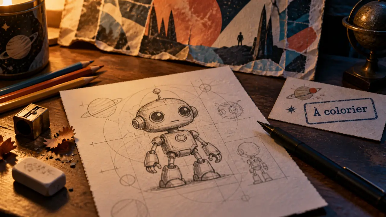 Star wars a dessiner : droïde et sabre laser à colorier sur papier