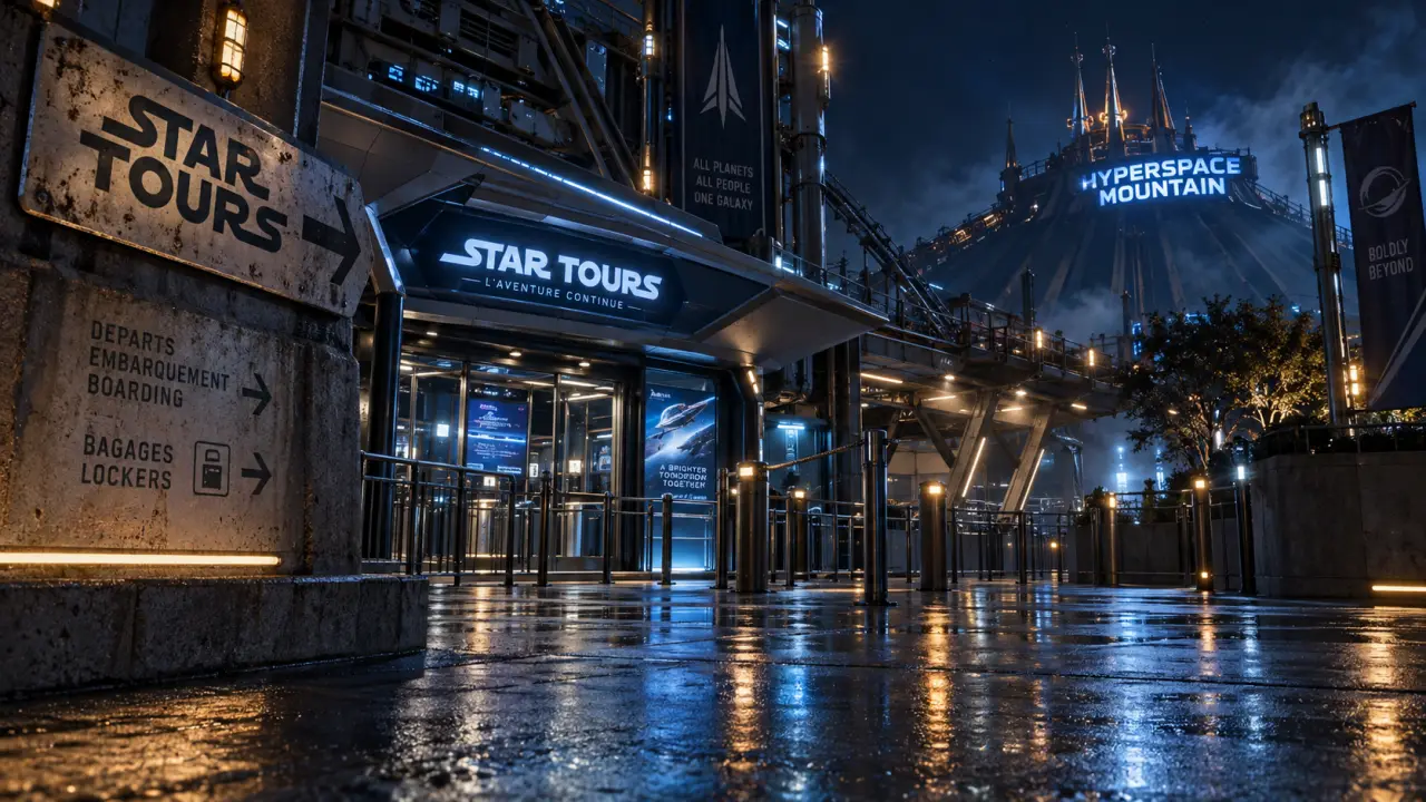 Star Wars à Disneyland Paris : Star Tours et montagnes russes Hyperspace Mountain