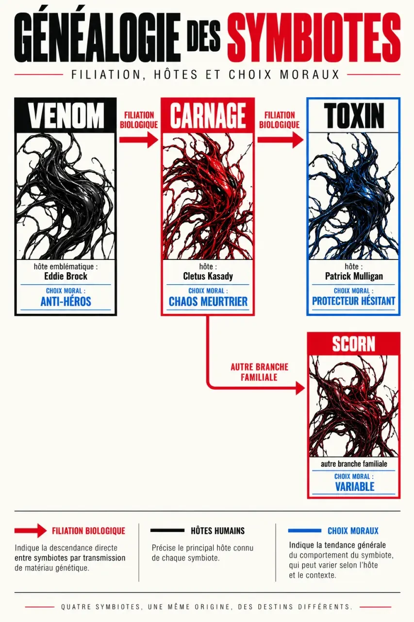 Généalogie des symbiotes de Carnage Marvel Comics, Venom et Toxin