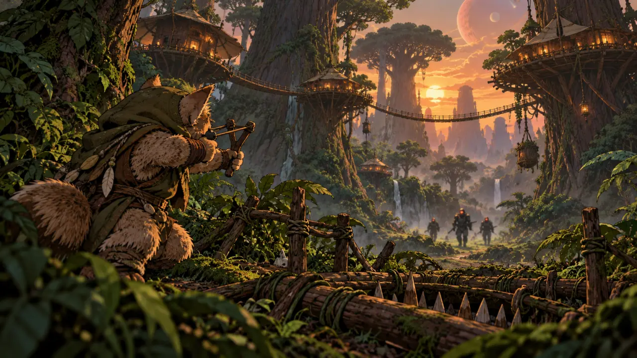 Ewok star wars sur Endor, défense contre l’Empire